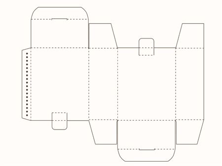 Коробка со склейкой по боковой грани и двумя язычками (чертеж развертки)