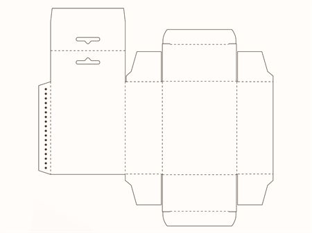 Коробка с задней панелью для подвешивания (чертеж развертки)