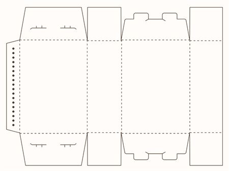 Коробка с двумя затворными клапанами сверху и снизу (чертеж развертки)