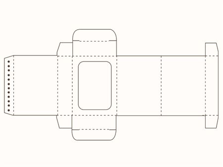 Коробка лоткового типа с объемным основанием и двойной крышкой (чертеж развертки)