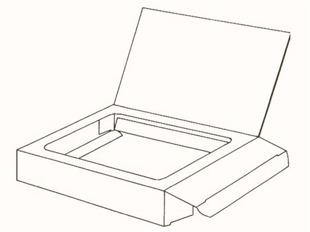 Коробка лоткового типа с объемным основанием и двойной крышкой