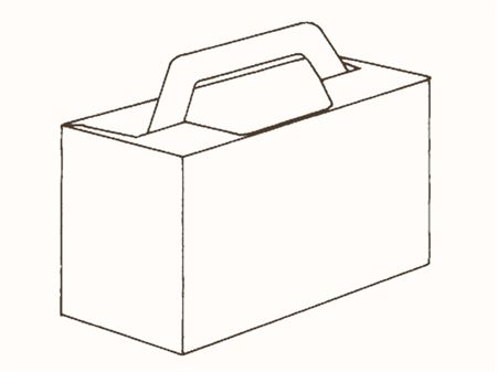 Коробка с цельнокроеной ручкой и боковыми запорными клапанами