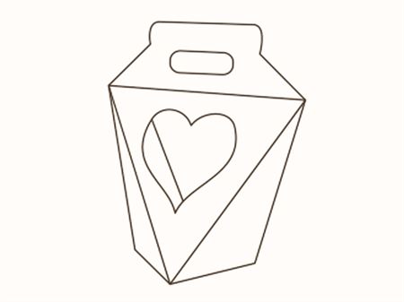 Коробка с цельнокроеной ручкой и окошком в виде сердца
