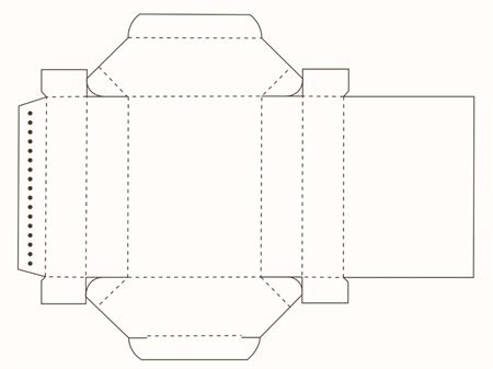 Узкая коробка с шестью боковыми гранями (чертеж развертки)