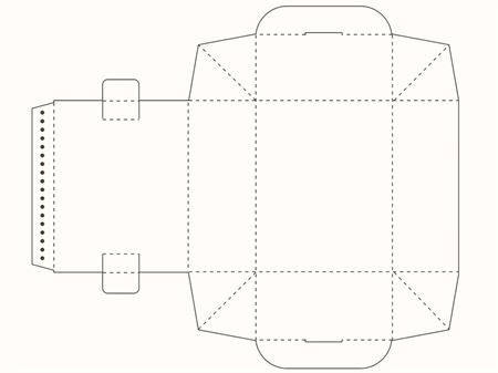 Коробка с верхним и нижним цельнокроеными клапанами (чертеж развертки)