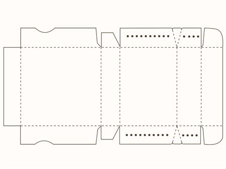 Коробка с отрывным клапаном (чертеж развертки)