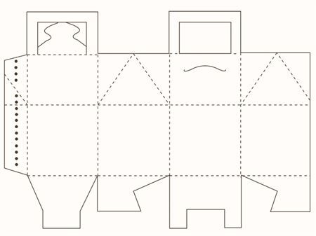 Коробка с ручкой и верхним затворным клапаном (чертеж развертки)