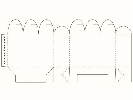 Коробка с тремя верхними замками (чертеж развертки)