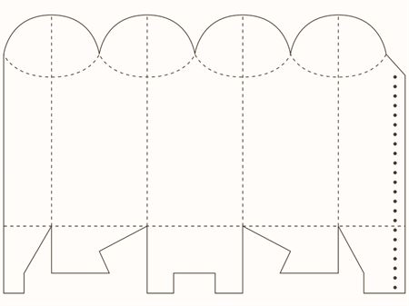 Коробка с круглыми верхними клапанами (чертеж развертки)