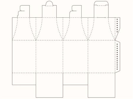 Коробка с дугообразными декоративными элементами (чертеж развертки)