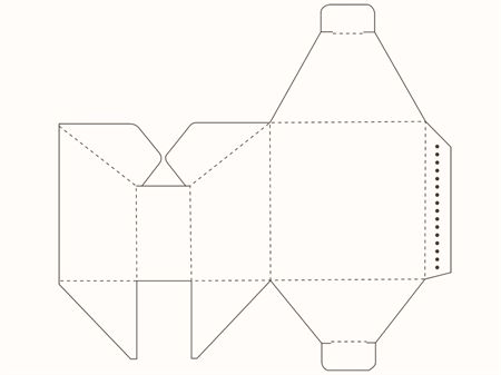 Коробка со скошенным верхом (чертеж развертки)