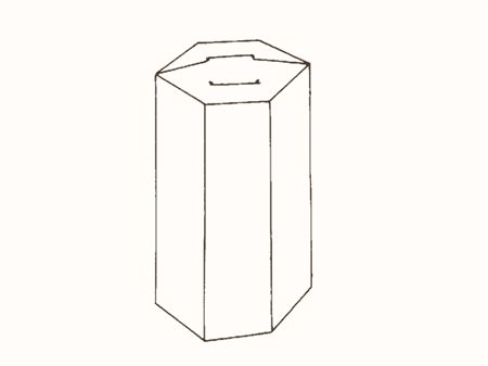 Коробка с шестью боковыми гранями и двойными замками сверху и снизу