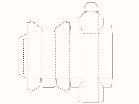 Коробка с шестью боковыми гранями (чертеж развертки)