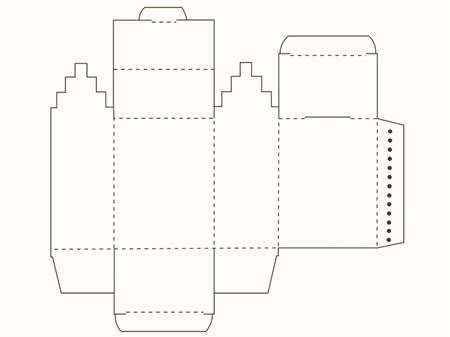Коробка в форме голландского дома (чертеж развертки)