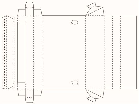 Узкая коробка с объемной панелью (чертеж развертки)