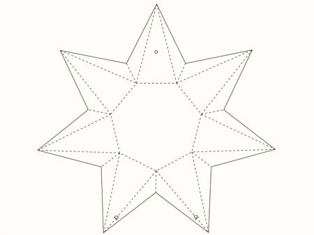 Коробка-пирамидка с семью боковыми гранями (чертеж развертки)