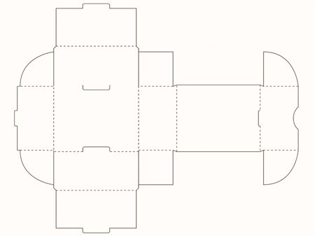 Коробка лоткового типа со сдвоенными боковыми и торцевыми стенками (чертеж развертки)