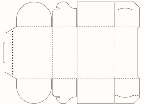Коробка лоткового типа с приклеенной крышкой и отрывной полосой (чертеж развертки)
