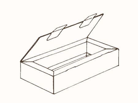 Коробка лоткового типа с двумя замками на крышке и объемными стенками