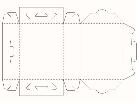 Коробка лоткового типа с тремя замками на крышке (чертеж развертки)
