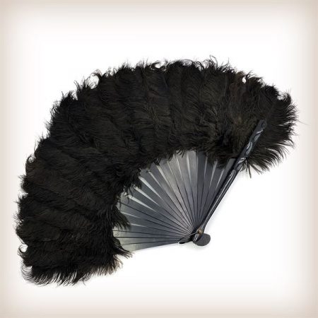 винтажный веер из страусиных перьев