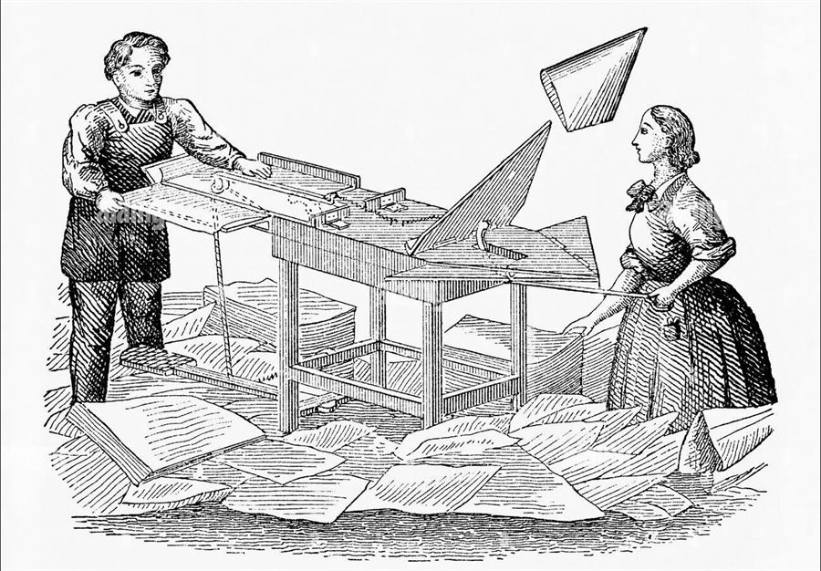 Гравюра - машина для производства бумажных пакетов - 1880
