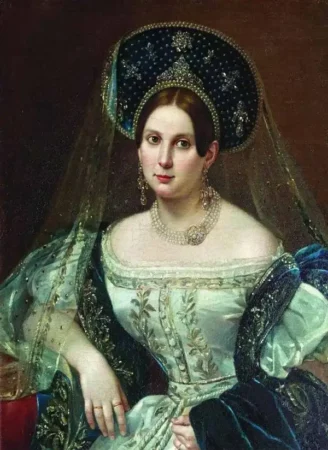 Орлов - Портрет неизвестной в придворном русском платье - 1835